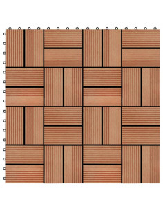 Piastrelle per Decking in WPC 11 pz 30x30cm 1mq Colore Teak 2
