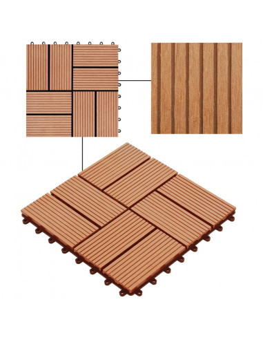 Piastrelle per Decking in WPC 11 pz 30x30cm 1mq Colore Teak