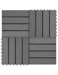 Piastrelle Decking 11 pz Goffrature WPC 30x30 cm 1 mq Grigio 2