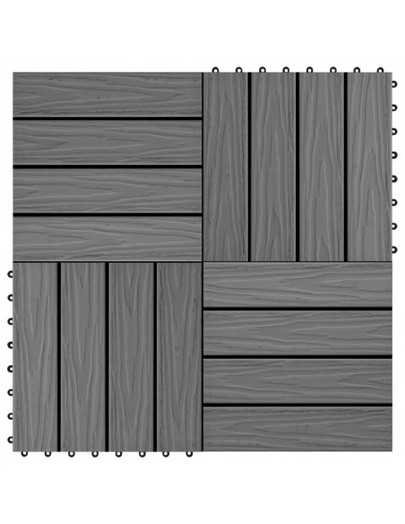 Piastrelle Decking 11 pz Goffrature WPC 30x30 cm 1 mq Grigio