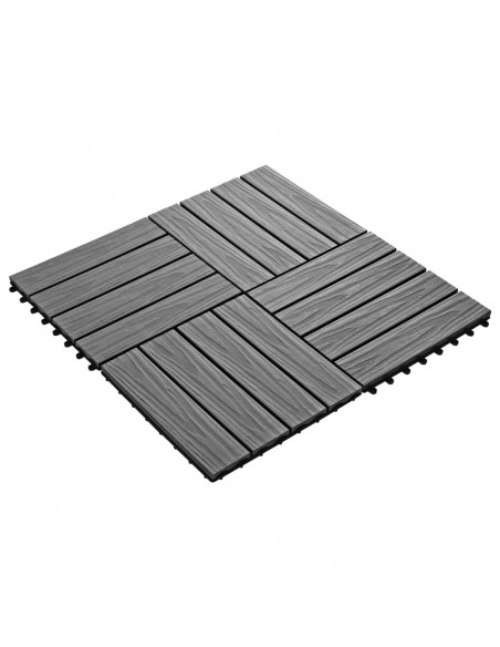 Piastrelle Decking 11 pz Goffrature WPC 30x30 cm 1 mq Grigio