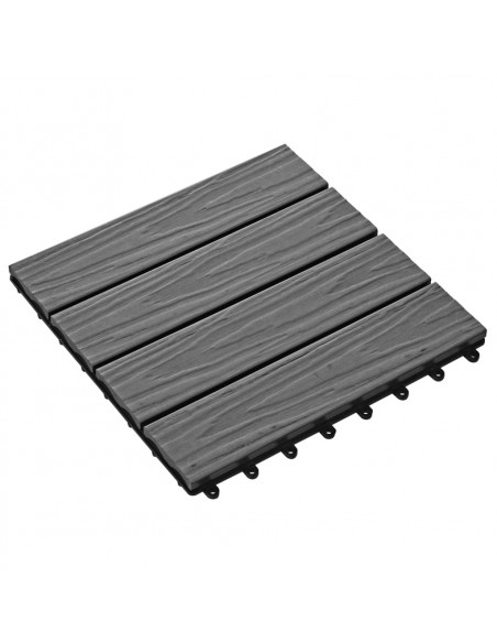 Piastrelle Decking 11 pz Goffrature WPC 30x30 cm 1 mq Grigio