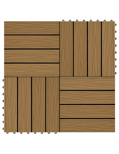 Piastrelle Decking 11pz Goffrature WPC 30x30 cm 1 mq Color Teak 2