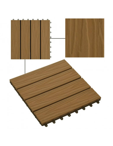 Piastrelle Decking 11pz Goffrature WPC 30x30 cm 1 mq Color Teak