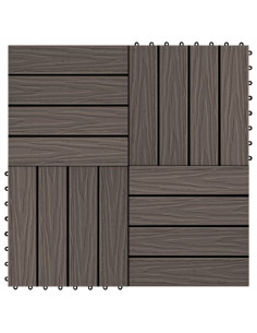 Piastrelle 11 pz Goffrature WPC 30x30 cm 1 mq Marrone Scuro 2