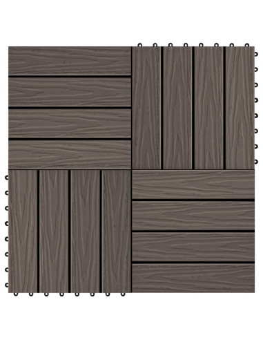 Piastrelle 11 pz Goffrature WPC 30x30 cm 1 mq Marrone Scuro