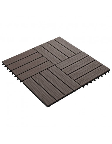 Piastrelle 11 pz Goffrature WPC 30x30 cm 1 mq Marrone Scuro