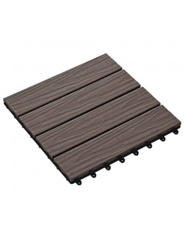 Piastrelle 11 pz Goffrature WPC 30x30 cm 1 mq Marrone Scuro