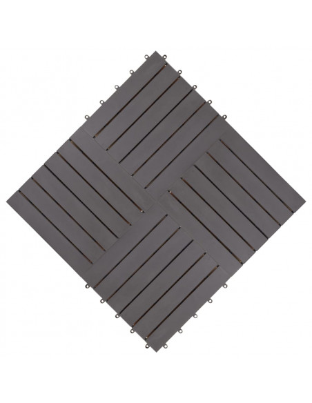 Pannelli Decking 10 pz Grigio Slavato 30x30cm Massello d'Acacia