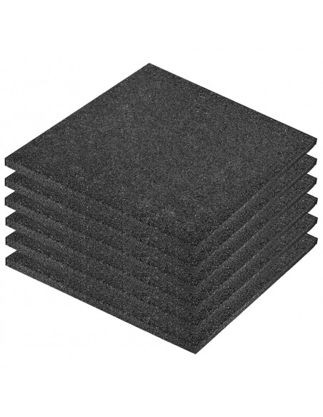Piastrelle Anticaduta 6 pz in Gomma 50x50x3 cm Nero