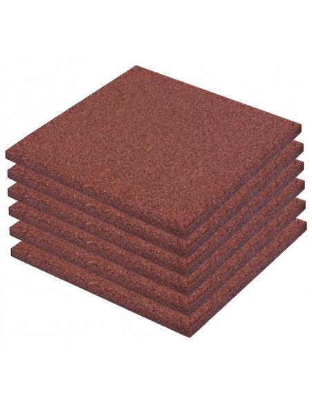 Piastrelle Anticaduta 6 pz in Gomma 50x50x3 cm Rosso