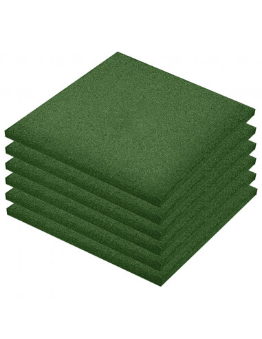 Piastrelle Anticaduta 6 pz in Gomma 50x50x3 cm Verde