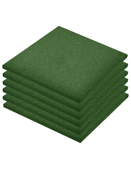 Piastrelle Anticaduta 6 pz in Gomma 50x50x3 cm Verde