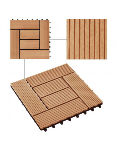 Piastrelle per Decking in WPC 11 pz 30x30cm 1mq Colore Teak