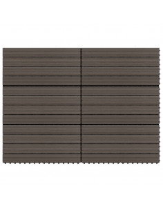 Piastrelle per Decking WPC 6 pz 60x30 cm 1,08 m² Marrone Scuro 2