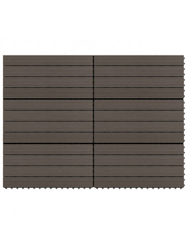 Piastrelle per Decking WPC 6 pz 60x30 cm 1,08 m² Marrone Scuro