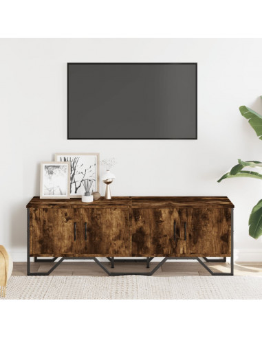 Mobile Porta TV Rovere Fumo 122x34x41 cm in Legno Multistrato