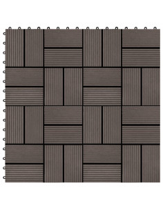 Piastrelle per Decking in WPC 11 pz 30x30cm 1mq Marrone Scuro 2