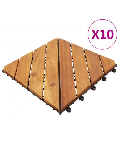 Piastrelle Esterni 10 pz 30x30 cm in Legno Massello di Acacia