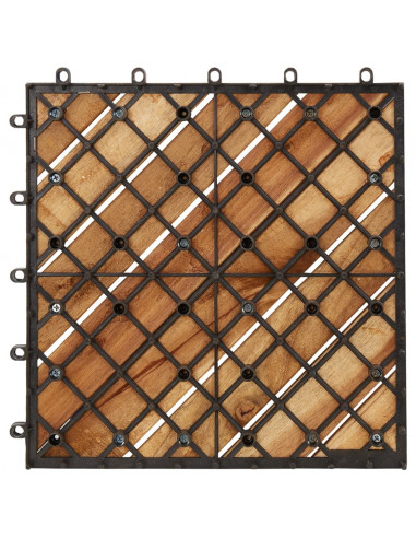 Piastrelle Esterni 10 pz 30x30 cm in Legno Massello di Acacia