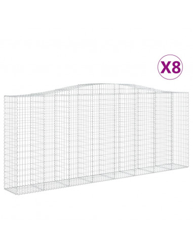 Cesti Gabbioni ad Arco 8 pz 400x50x160/180 cm Ferro Zincato