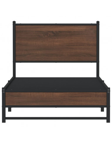 Giroletto con Testiera in Metallo Rovere Marrone 75x190 cm