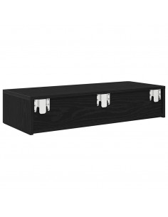 Scaffale a Parete con Cassetti Nero 80x33x17 cm in Truciolato