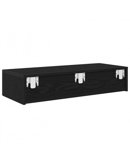 Scaffale a Parete con Cassetti Nero 80x33x17 cm in Truciolato