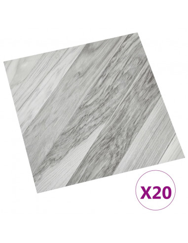 Listoni Pavimenti Adesivi 20 pz in PVC 1,86 m² Grigi a Strisce