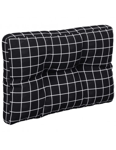 Cuscini per Pallet 2 pz Neri Motivo a Quadri Tessuto