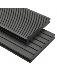 Pavimento per Esterni WPC Pieno Accessori 10 m² 2,2 m Grigio 2