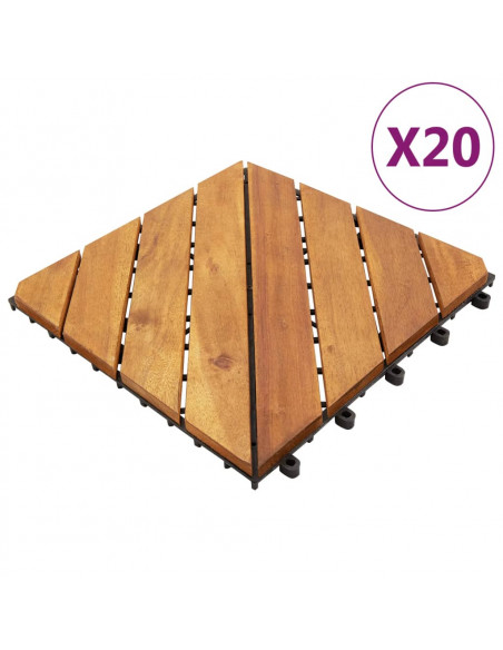 Piastrelle Esterni 20 pz Marroni 30x30 cm Legno Massello Acacia