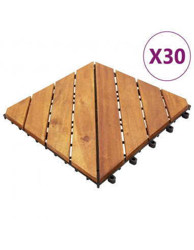 Piastrelle Esterni 30 pz Marroni 30x30 cm Legno Massello Acacia