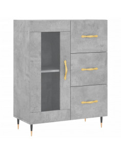Credenza Grigio Cemento 69,5x34x180 cm in Legno Multistrato 2