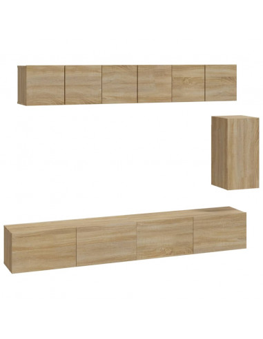 Set di Mobili Porta TV 6 pz Rovere Sonoma in Legno Multistrato