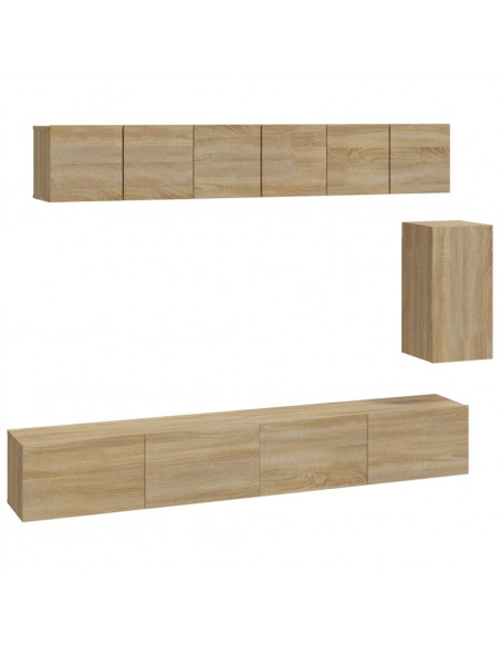Set di Mobili Porta TV 6 pz Rovere Sonoma in Legno Multistrato