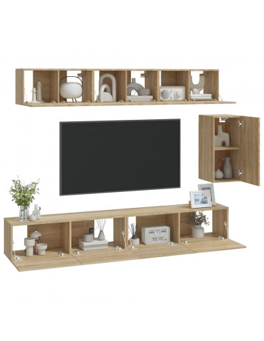 Set di Mobili Porta TV 6 pz Rovere Sonoma in Legno Multistrato