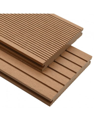 Pavimento per Esterni in WPC Pieno Accessori 10 m² 2,2 m Teak