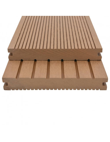 Pavimento per Esterni in WPC Pieno Accessori 10 m² 2,2 m Teak