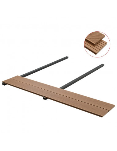 Pavimento per Esterni in WPC Pieno Accessori 10 m² 2,2 m Teak