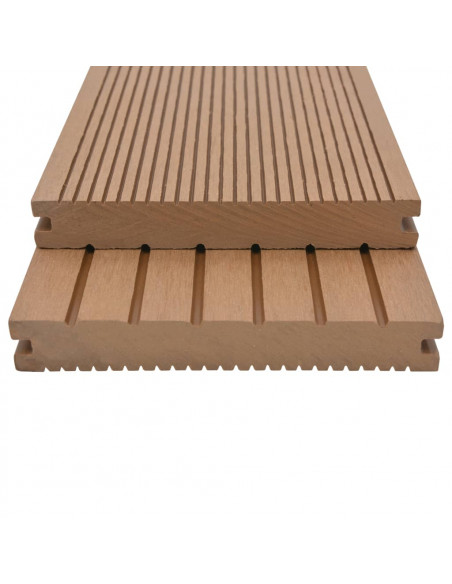 Pavimento per Esterni in WPC Pieno Accessori 30 m² 2,2 m Teak