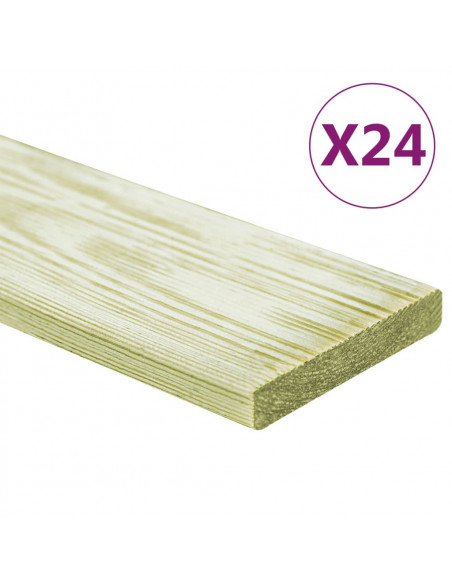 Tavole Pavimento 24pz 2,88 m² 1m Legno Massello Pino Impregnato