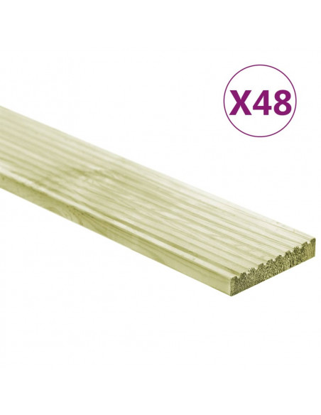 Tavole Pavimento 48pz 6,96 m² 1m Legno Massello Pino Impregnato