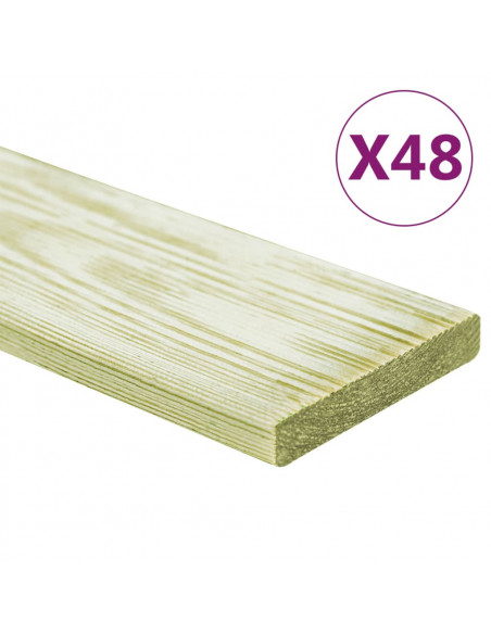 Tavole Pavimento 48pz 5,76 m² 1m Legno Massello Pino Impregnato