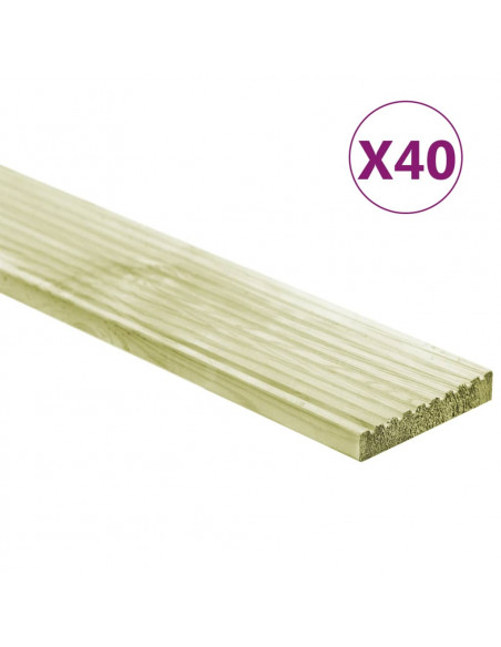 Tavole Pavimento 40 pz 5,8 m² 1m Legno Massello Pino Impregnato