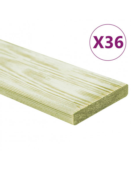 Tavole Pavimento 36pz 4,32 m² 1m Legno Massello Pino Impregnato