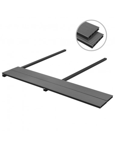 Pavimento per esterni in WPC con accessori 30 m² 2,2 m grigio