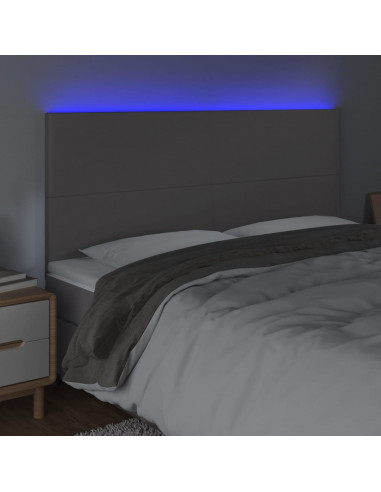 Testiera a LED Grigio 160x5x118/128cm in Similpelle