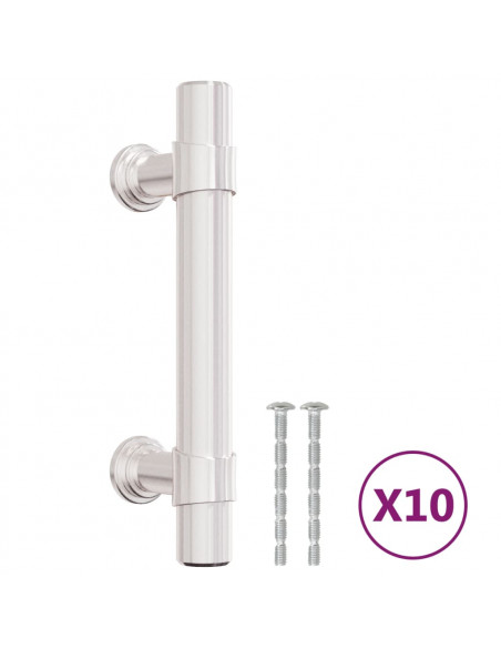Maniglie per Mobili 10pz Argento 64mm in Acciaio Inox