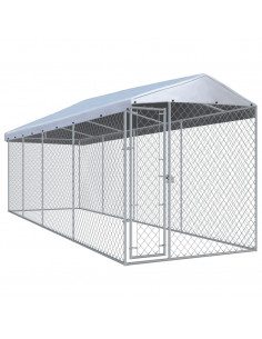 Recinzione per Cani da Esterno con Tetto 760x190x225 cm 2